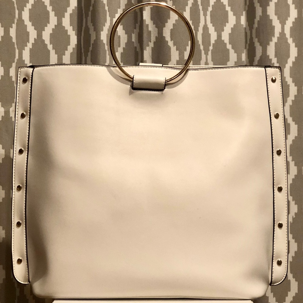 White Ceeca Purse with Gold Accents
